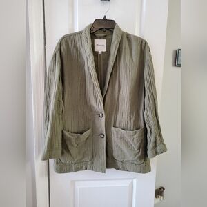 Madewell Oversized Lightspun Dorset Blazer in Army Green Size Medium 100% Cotton